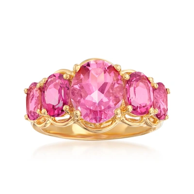 Ross-simons Pink Topaz 5-stone Ring In 18kt Gold Over Sterling