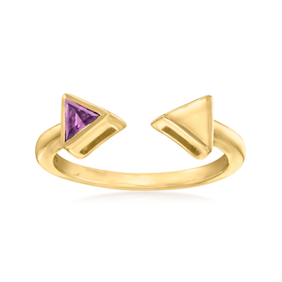 Canaria Fine Jewelry Canaria Amethyst Open-space Arrow Ring In 10kt Yellow Gold In Purple