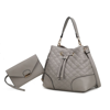 Mkf Collection By Mia K Wendy Bucket Bag With Wristlet - 2 Pieces In Grey