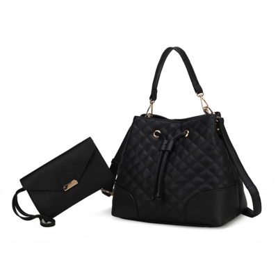 Mkf Collection By Mia K Wendy Bucket Bag With Wristlet - 2 Pieces In Black
