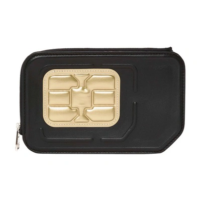 Jw Anderson A4 Leather Sim Card Pouch In Black
