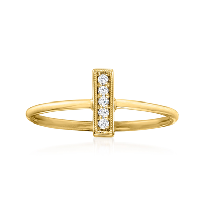Rs Pure Ross-simons Diamond-accented Bar Ring In 14kt Yellow Gold In Silver