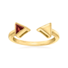 CANARIA FINE JEWELRY CANARIA GARNET OPEN-SPACE ARROW RING IN 10KT YELLOW GOLD