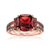 Ross-simons Garnet And . Red Diamond Ring In 14kt Rose Gold