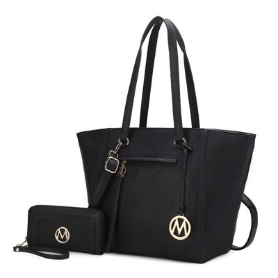 Mkf Collection By Mia K Alexandra Vegan Leather Women's Tote Bag With Wallet - 2 Pieces In Black