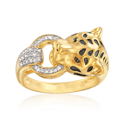 Ross-simons Diamond Cheetah Ring In 18kt Gold Over Sterling