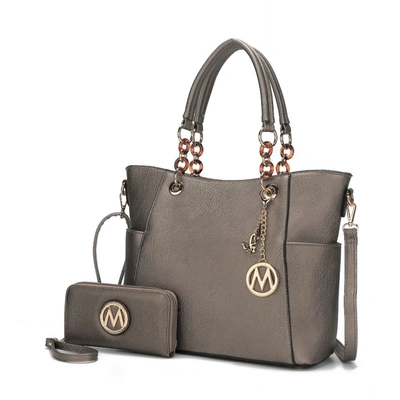 Mkf Collection By Mia K Bonita Tote Handbag With Wallet - 2 Pieces In Grey