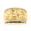 Ross-simons Diamond Hammered Ring In 18kt Gold Over Sterling In Gold