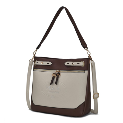 Mkf Collection By Mia K Evie Two-tone Vegan Leather Women's Shoulder Bag In Beige