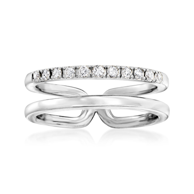 Rs Pure Ross-simons Diamond Open-space Double-band Ring In Sterling Silver