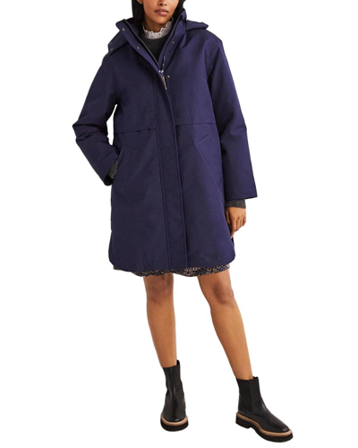 Boden Waterproof Borg Lined Parka Coat In Blue