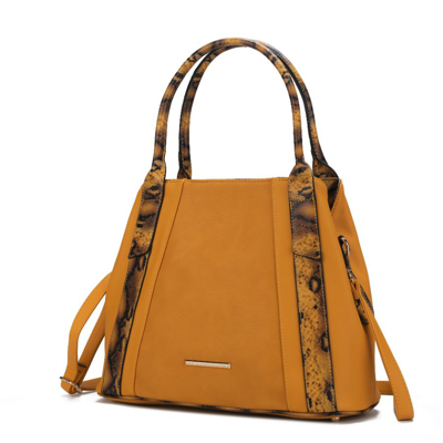 Mkf Collection By Mia K Kenna Snake Embossed Vegan Leather Women's Tote Bag In Yellow