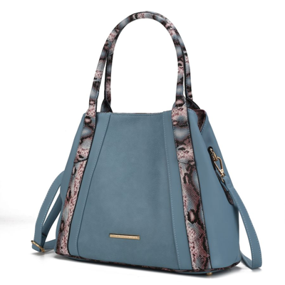 Mkf Collection By Mia K Kenna Snake Embossed Vegan Leather Women's Tote Bag In Blue