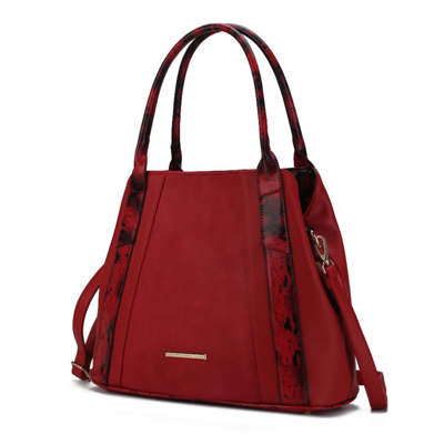 Mkf Collection By Mia K Kenna Snake Embossed Vegan Leather Women's Tote Bag In Red