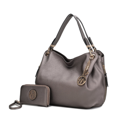 Mkf Collection By Mia K Fabienne Hobo Handbag With Wallet In Grey