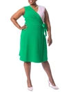 Kasper Womens V-neck Knee Wrap Dress In Green