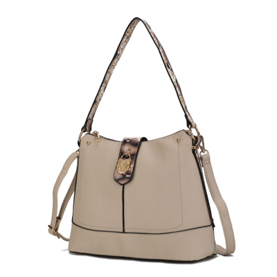 Mkf Collection By Mia K Ezra Snake Embossed Vegan Leather Women's Shoulder Bag In Beige