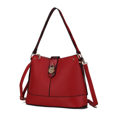 Mkf Collection By Mia K Ezra Snake Embossed Vegan Leather Women's Shoulder Bag In Red