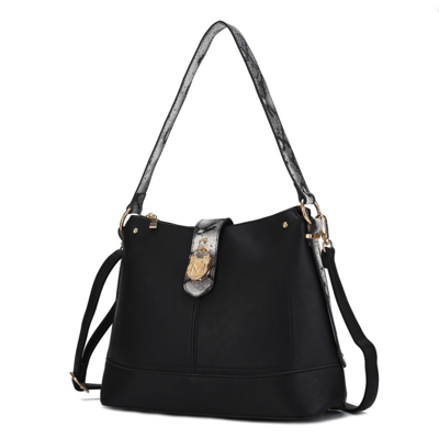 Mkf Collection By Mia K Ezra Snake Embossed Vegan Leather Women's Shoulder Bag In Black