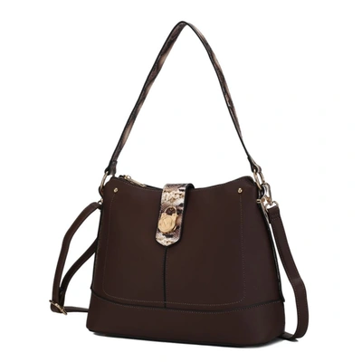 Mkf Collection By Mia K Ezra Snake Embossed Vegan Leather Women's Shoulder Bag In Brown