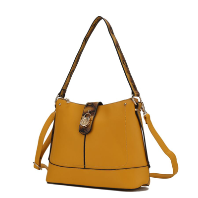 Mkf Collection By Mia K Ezra Snake Embossed Vegan Leather Women's Shoulder Bag In Yellow