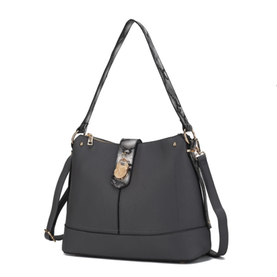 Mkf Collection By Mia K Ezra Snake Embossed Vegan Leather Women's Shoulder Bag In Green