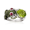 Ross-simons Multi-gemstone Frog Ring In Sterling Silver In Green