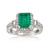 Ross-simons Emerald And . Diamond Ring In 14kt White Gold In Green