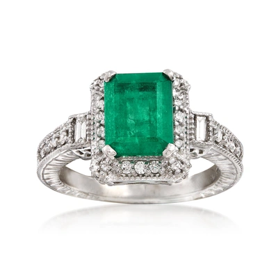 Ross-simons Emerald And . Diamond Ring In 14kt White Gold In Green