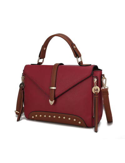 Mkf Collection By Mia K Angela Vegan Color-block Leather Women's Satchel Bag In Red