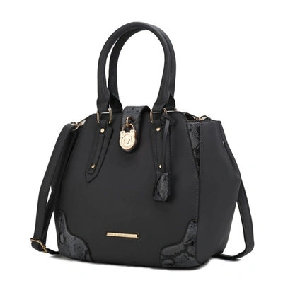 Mkf Collection By Mia K Lorena Snake Embossed Vegan Leather Women's Satchel Bag In Black