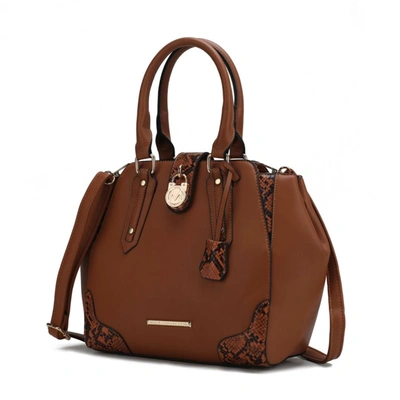 Mkf Collection By Mia K Lorena Snake Embossed Vegan Leather Women's Satchel Bag In Brown