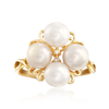 ROSS-SIMONS 6-6.5MM CULTURED PEARL CLUSTER RING WITH DIAMOND ACCENTS IN 14KT GOLD