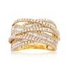 Ross-simons Round And Baguette Diamond Highway Ring In 14kt Yellow Gold In Gold