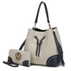 Mkf Collection By Mia K Candice Color Block Bucket Bag With Matching Wallet In Blue