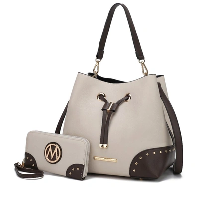 Mkf Collection By Mia K Candice Color Block Bucket Bag With Matching Wallet In White