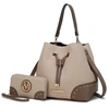 Mkf Collection By Mia K Candice Color Block Bucket Bag With Matching Wallet In Beige