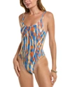 Solid & Striped The Luela Leopard Zebra Printed Mesh One-piece Swimsuit In Blue