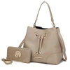 Mkf Collection By Mia K Callie Solid Bucket Bag With Matching Wallet In Beige