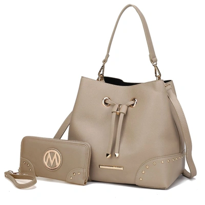 Mkf Collection By Mia K Callie Solid Bucket Bag With Matching Wallet In Beige