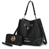 Mkf Collection By Mia K Callie Solid Bucket Bag With Matching Wallet In Black