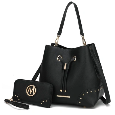 Mkf Collection By Mia K Callie Solid Bucket Bag With Matching Wallet In Black