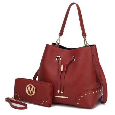 Mkf Collection By Mia K Callie Solid Bucket Bag With Matching Wallet In Red