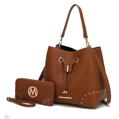 Mkf Collection By Mia K Callie Solid Bucket Bag With Matching Wallet In Brown