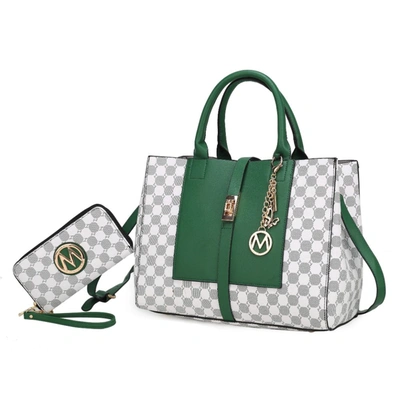 Mkf Collection By Mia K Yuliana Circular Print Satchel Bag With Wallet - 2 Pieces In White