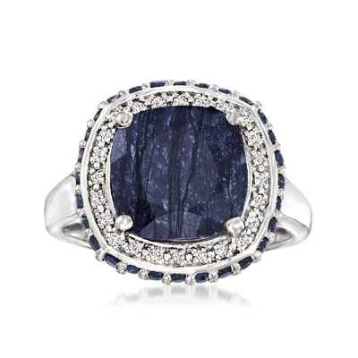 Ross-simons Sapphire And . White Topaz Ring In Sterling Silver In Blue