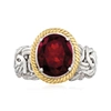 Ross-simons Garnet Byzantine Ring In Sterling Silver And 14kt Yellow Gold In Silver