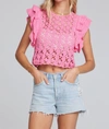 Saltwater Luxe Ruffle Sleeve Sweater In Bright Pink