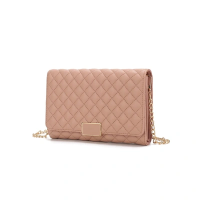 Mkf Collection By Mia K Gretchen Quilted Vegan Leather Women's Envelope Clutch Crossbody In Pink
