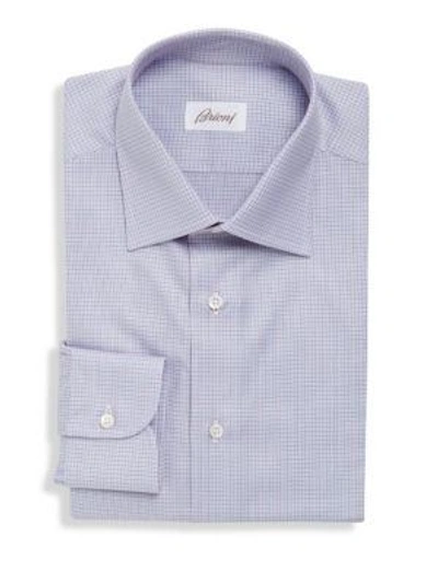 Brioni Long Sleeve Slim-fit Dress Shirt In Blue Red